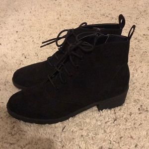 H&M Black Suede Lace Up Booties NEVER WORN